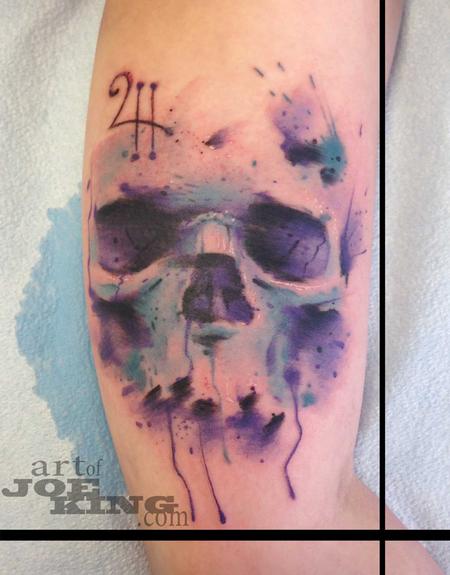 Tattoos - Abstract Watercolor Themed Skull - 89764